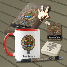 Clan Fraser Weathered Hunting Tartan and Crest