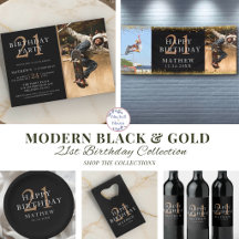 Modern Black & Gold 21st Birthday Collection