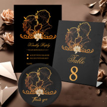 Mysterious and stylish design in gold and black. 