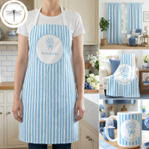 Whimsical Blue White Stripe Preppy Monogram Home