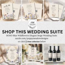 BOHO Dusty Blue Wildflowers Elegant Beige Wedding