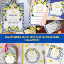  Italian Citrus Lemon Blue Tiles Bridal Shower 
