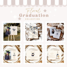 Navy Gold Floral Graduation 