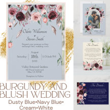 Romantic Burgundy Floral Wedding Invitation Suite