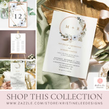 Boho Wedding Pampas Grass Elegant Monogram