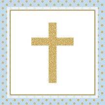 Communion Blue with Gold Polka Dots