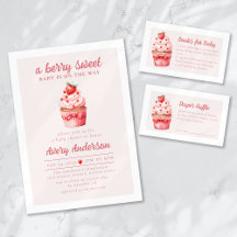Berry Sweet Strawberry Cupcake Baby Shower