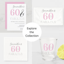 60th Birthday 60 and Fabulous Pink Party Supplies