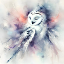 Enchanted Snowy Owl in Watercolor