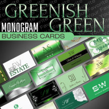 Green Monogram Business Cards Luxury Classy Noble