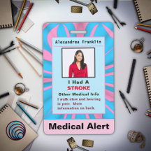 Medical Alert Emergency Contacts ID Card Badges