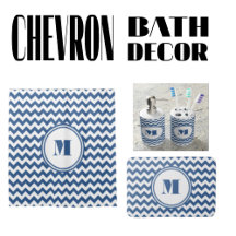 PERSONALIZED CHEVRON STRIPED BATH DECOR