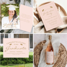 Modern Blush Pink Gold Script Graduation Suite