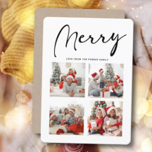 MERRY   Modern Photo Collage Holiday Cards