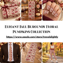 Elegant Fall Burgundy Floral Pumpkins Collection
