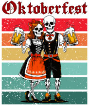 German Beer Festival Skeleton Couple