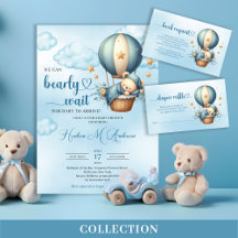 We can Bearly wait Boy teddy bear hot air balloon