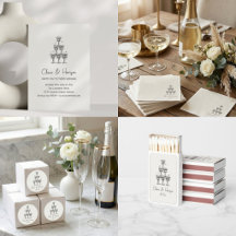 Black and Ivory Champagne Tower Wedding Details