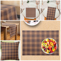 Brown Gingham Fall Autumn Home Decor Collection