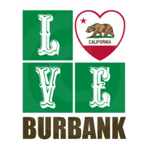 Love Burbank California State Flag Heart