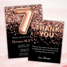 Rose Gold Black 7th Birthday Party