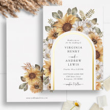 Rustic Watercolor Sunflower Wedding Invitations