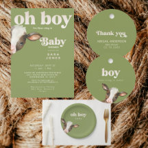 Oh Boy I'm Moo-ving in Baby Shower Moss Green Suit