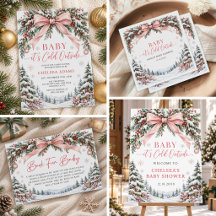 Pink Bow Baby It's Cold Outside Baby Shower