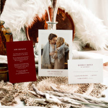 Dark Red Elegant Text and Photo | Wedding