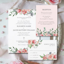 ELIZABETH - WEDDING - Classic Pink Floral Set