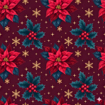 Burgundy Poinsettia & Gold Snowflake Holiday
