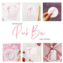Pink Watercolor Bow Girl Baby Shower