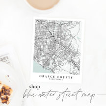 Blue Water Street Map Art Prints