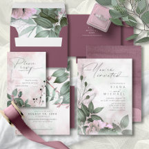 Calligraphy Floral Wedding Mauve
