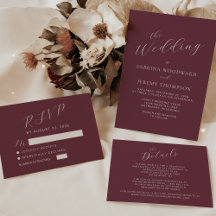 Modern Calligraphy Burgundy Wedding Suite