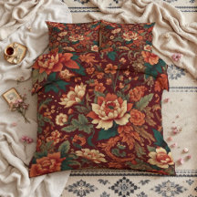 Burgundy Chinoiserie Vintage Bedroom