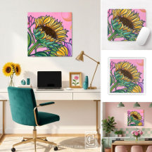 Modern Vibrant Flower Garden With Sunflower