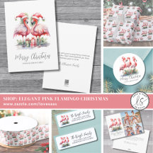 Tropical Pink Flamingo Beach Merry Christmas