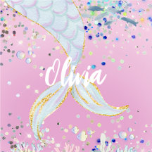 Pink Glitter Mermaid Tail Monogram Back to School
