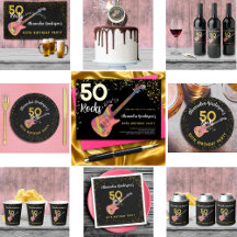 Rock and Roll 50th Birthday Custom Party Supplies