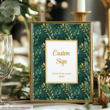 Eucalyptus Greenery Gold Wedding Custom Signs 198W