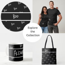 Halloween boo typography black and white