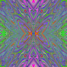 Abstract Trippy Purple, Orange and Green Butterfly