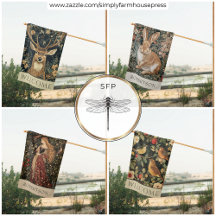 Vintage William Morris Style Cottage Core Flags