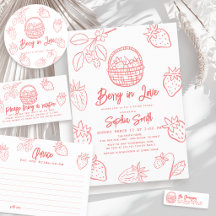 Berry in Love Hand-drawn Strawberry Bridal Shower