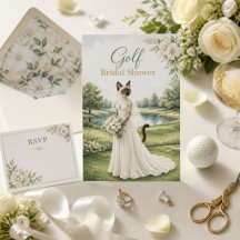 Golf Bridal Shower for Cat Lovers Invitation Card