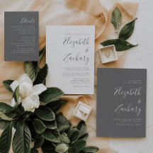 Modern Minimalist Script Gray Wedding Suite