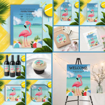 Summer Beach Pink Flamingo Baby Shower 