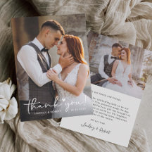 Modern Script Wedding Photo Thank You Cards