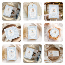 Blue Gingham Teddy Bear Baby Shower Party